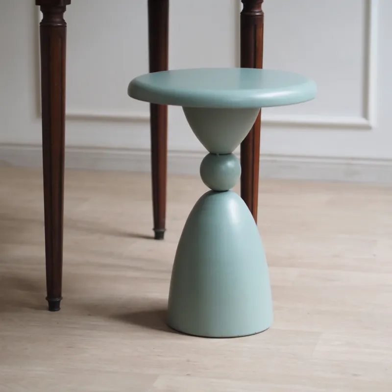 Beistelltisch rund mit Balustergliederung – Metall salbeigrün, Ø 35 cm
