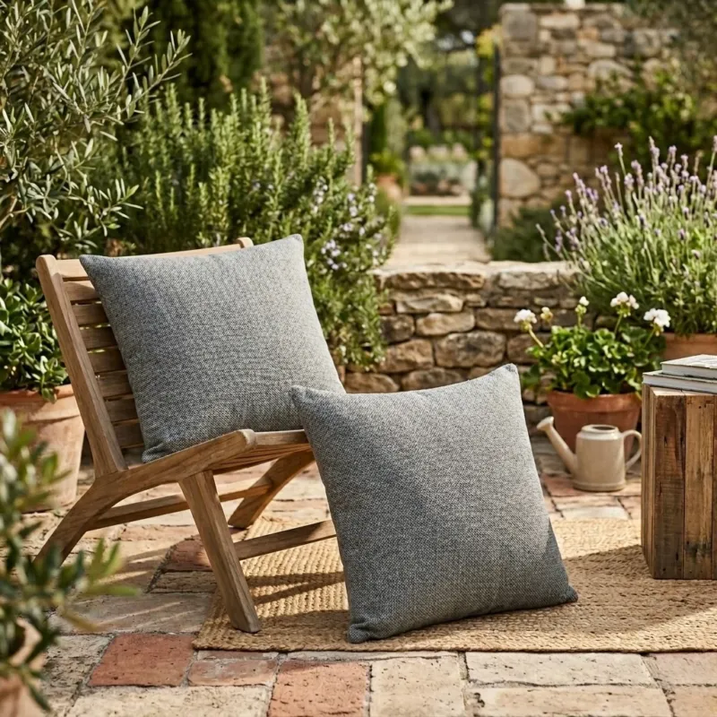 2er Set Outdoor Dekokissen grau ca. 40 x 40cm wetterfest
