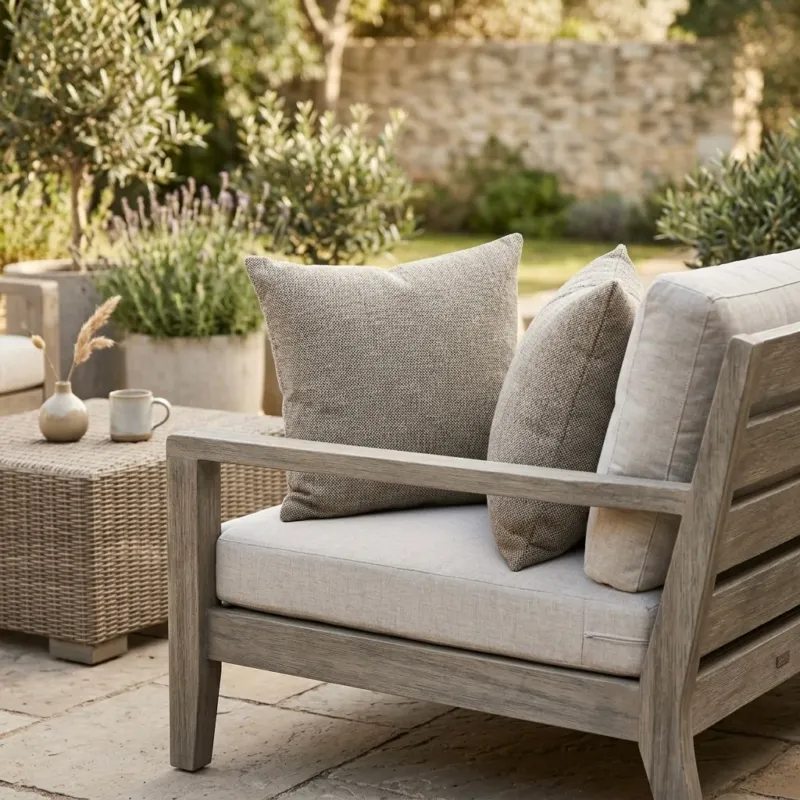 2er Set Outdoor Dekokissen beige ca. 40 x 40cm wetterfest