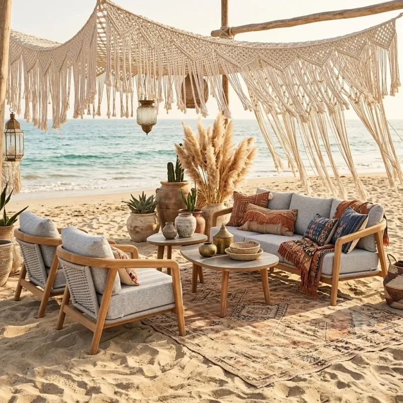 Inspired by nature! Lounge Set Granvia eine Kombination aus massivem Teakholz, Alu, Rope & Olefin Stoff