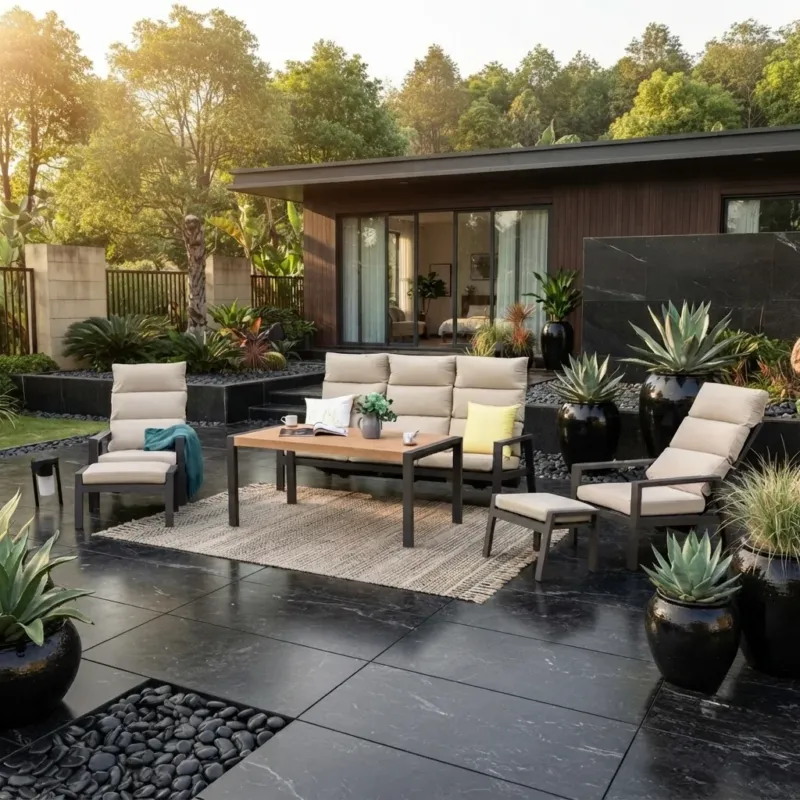 SUMMER SALE ☀️⛱️🏝️ Business Class für den Garten: Dining Lounge Set Sunrise / Rücken stufenlos verstellbar