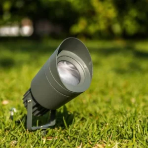 Inside Außenspießleuchte Rund GU10 Dunkelgrau IP54, LED Bodenstrahler für stilvolle Außenbeleuchtung im Garten