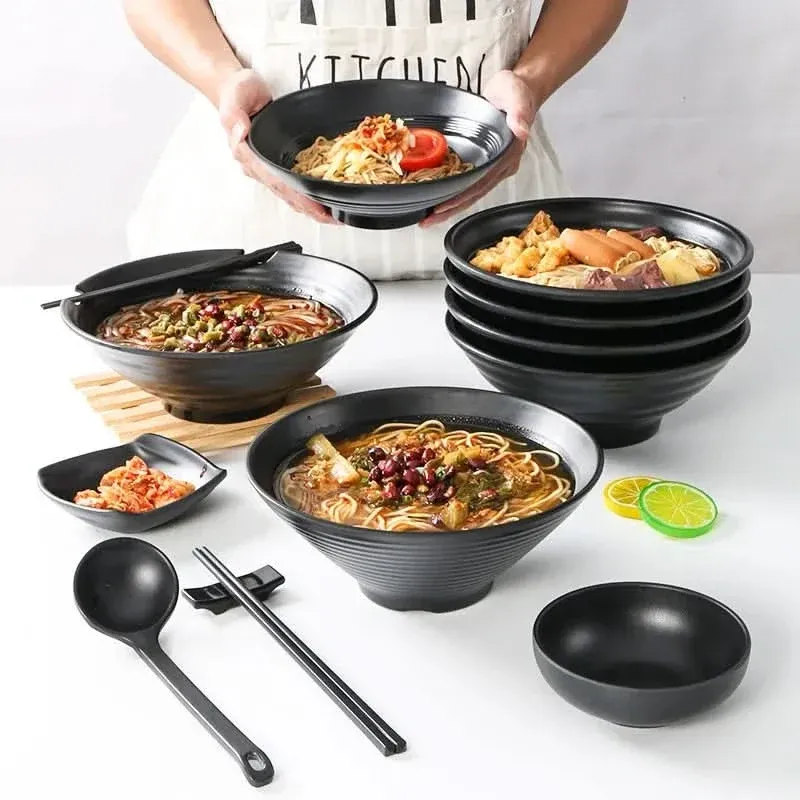 Japanese Ramen Bowl - Durable Plastic Noodle Bowl for Soup & Salads 0