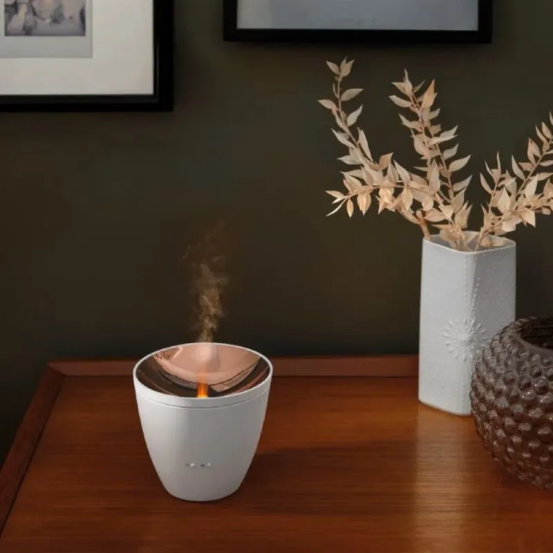 LED Aroma Diffuser Zoe Tischlampe mit Effekt-Licht, weiß, Amber Light, Ultraschall-Raumduft mit Flammenspiel