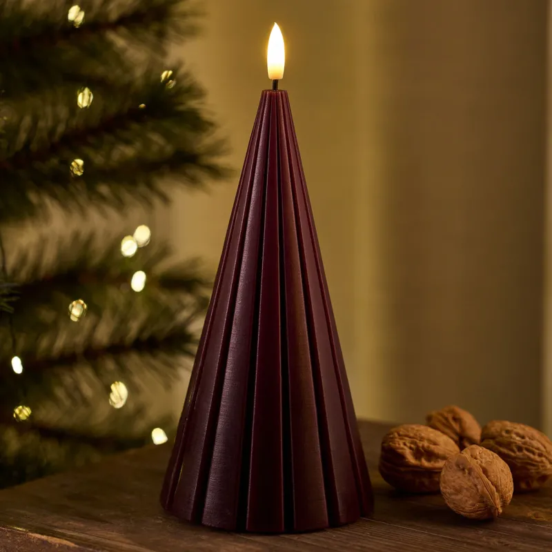 B-Ware LED-Kerze Tannenbaum Laura - dunkelrot