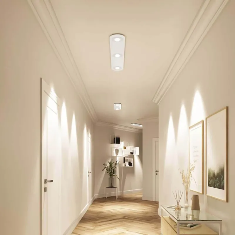 Casablanca LED-Einbauleuchte Tet Multi ohne Linse 2-flammig an einer modernen Decke im Flur.