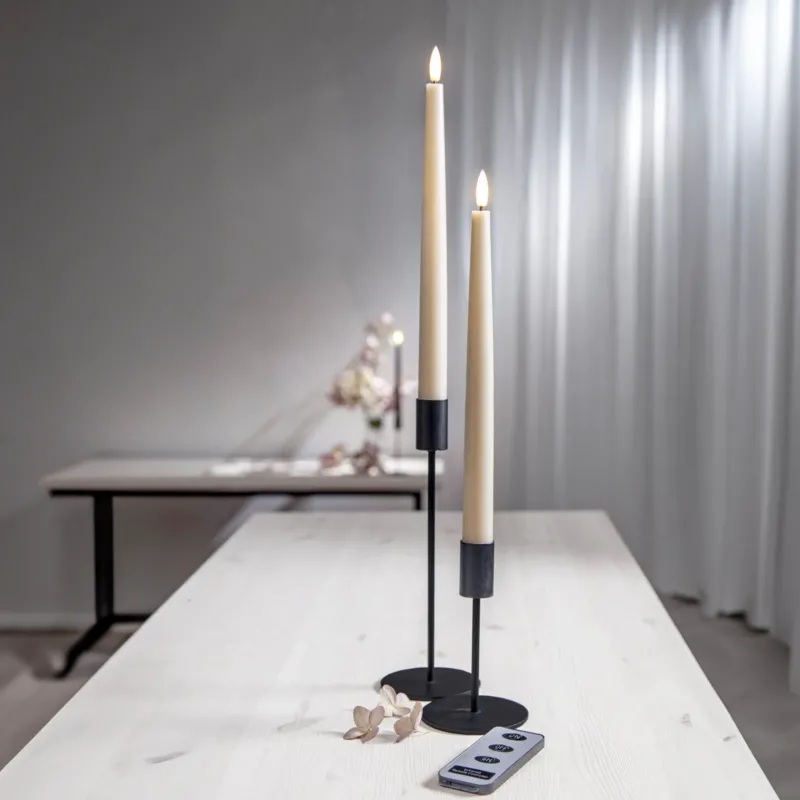 LED Stabkerzen 2er Set mit Fernbedienung - beige