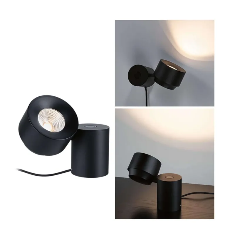 LED Wand- & Tischleuchte Puric Pane mit Touch-Dimmer Schwarz in schwarz, flexibel als Tisch- und Wandleuchte einsetzbar.