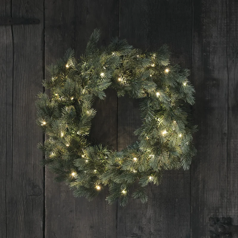 45cm Bicolor LED Weihnachtskranz Tannenzweige