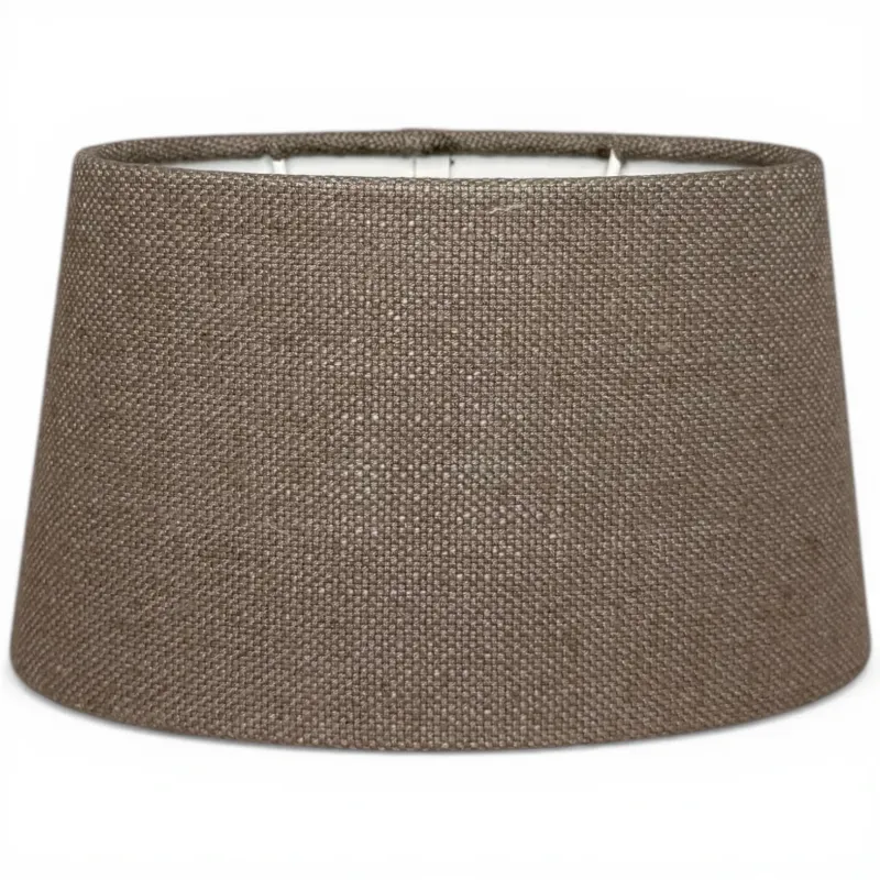 Ovaler Lampenschirm in Lever Taupe aus Stoff, Frontansicht