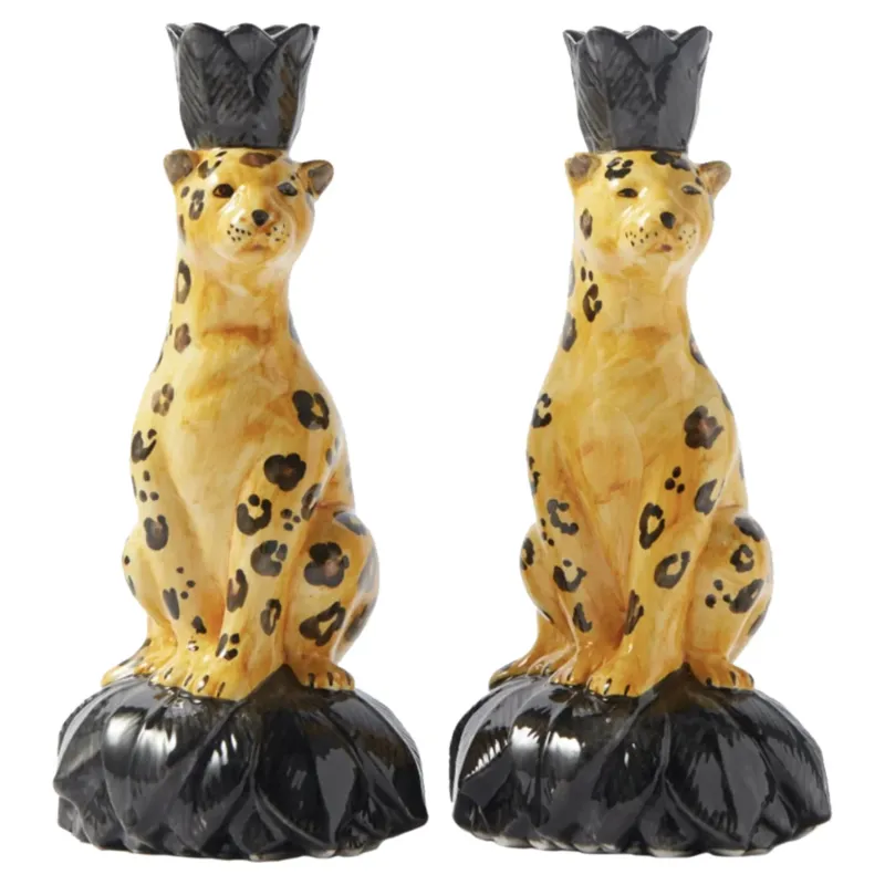 Keramik Kerzenleuchter 2er-Set „Gepard“