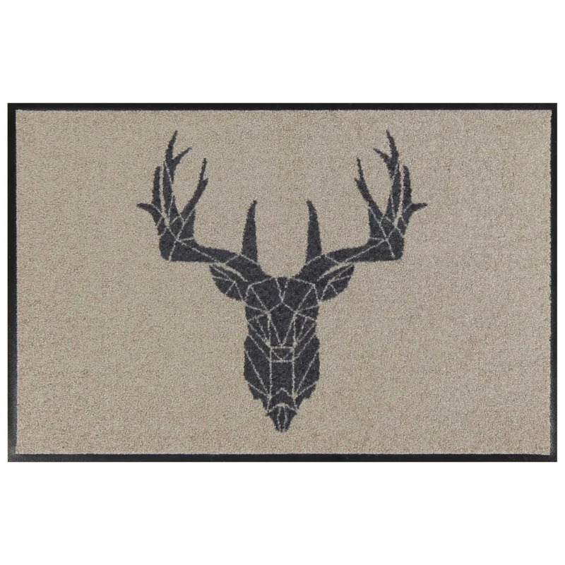 Fußmatte waschbar outdoor Hirsch mit Rand beige