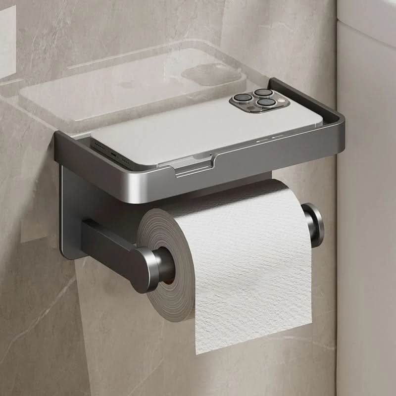 TOILET ROLL - Wall-mounted aluminum toilet paper holder with storage drawer design