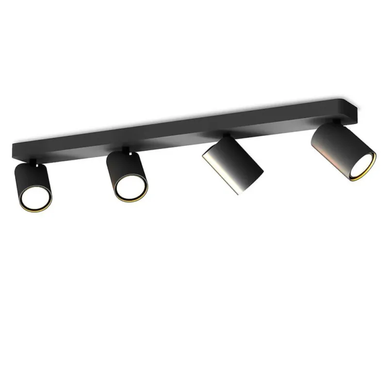 Sal Decken- oder Wandleuchte Schwarz-Matt, 4-flammig, schwarz-matt, moderne Aluminium- und Eisenleuchte