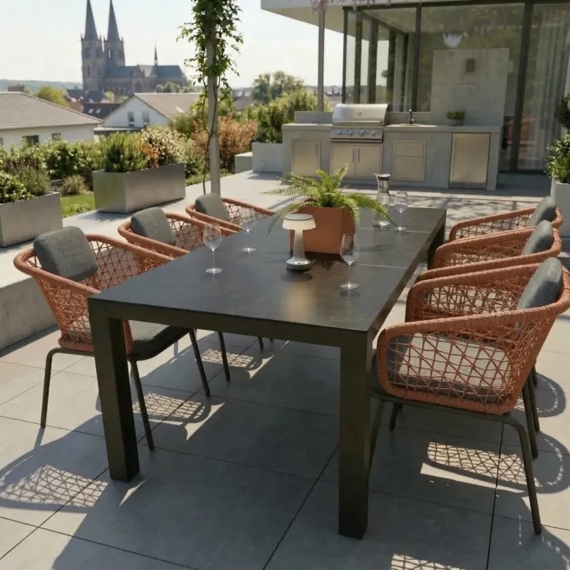 Hochwertiger Lifestyle! Outdoor Essgruppe MODENA KUPFER mit MADRI Tisch 220cm