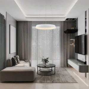Ormi Pendelleuchte Ø 45cm 2700, 3000K im modernen Wohnzimmer, dimmbar per TRIAC