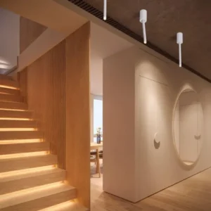Ornos Deckenleuchte Ø 5cm H 29,5cm 3000K moderne weiße Deckenleuchte in warmem Wohnraum