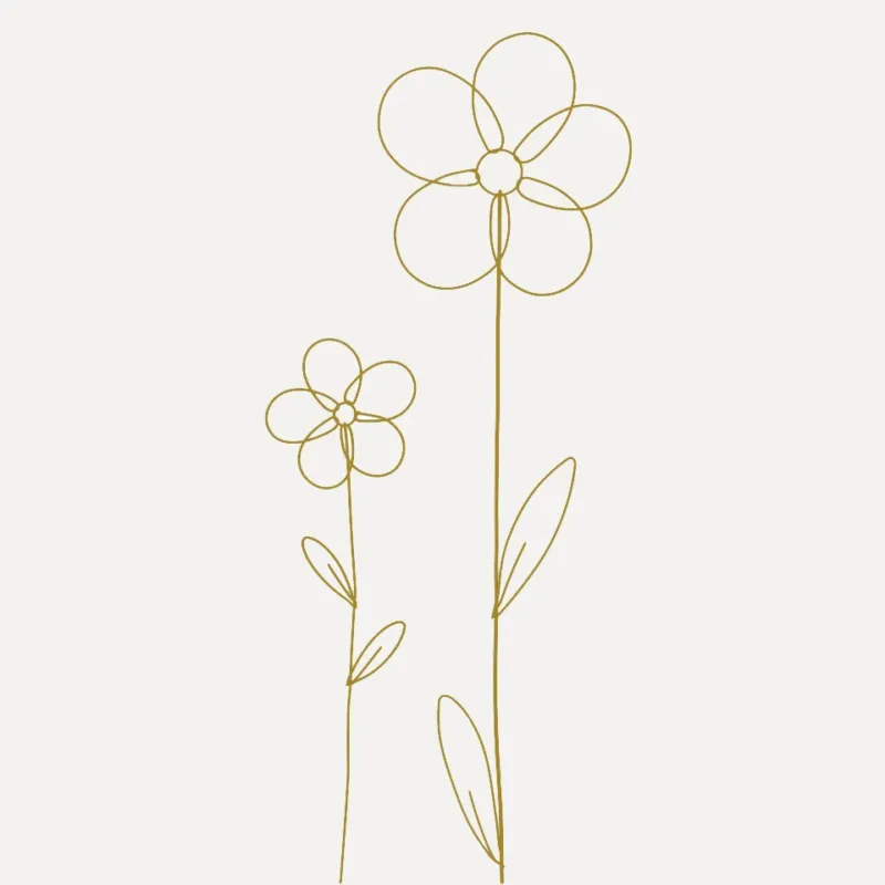 Blume aus Draht zum Stecken - gold