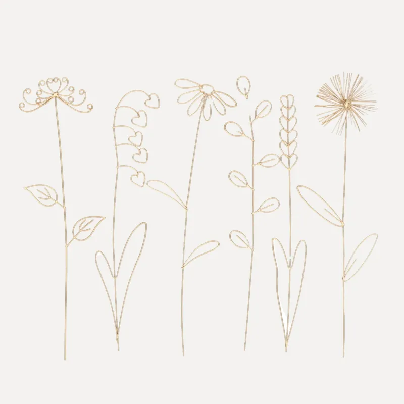 Drahtstecker Blumenwiese 6-teilig - gold