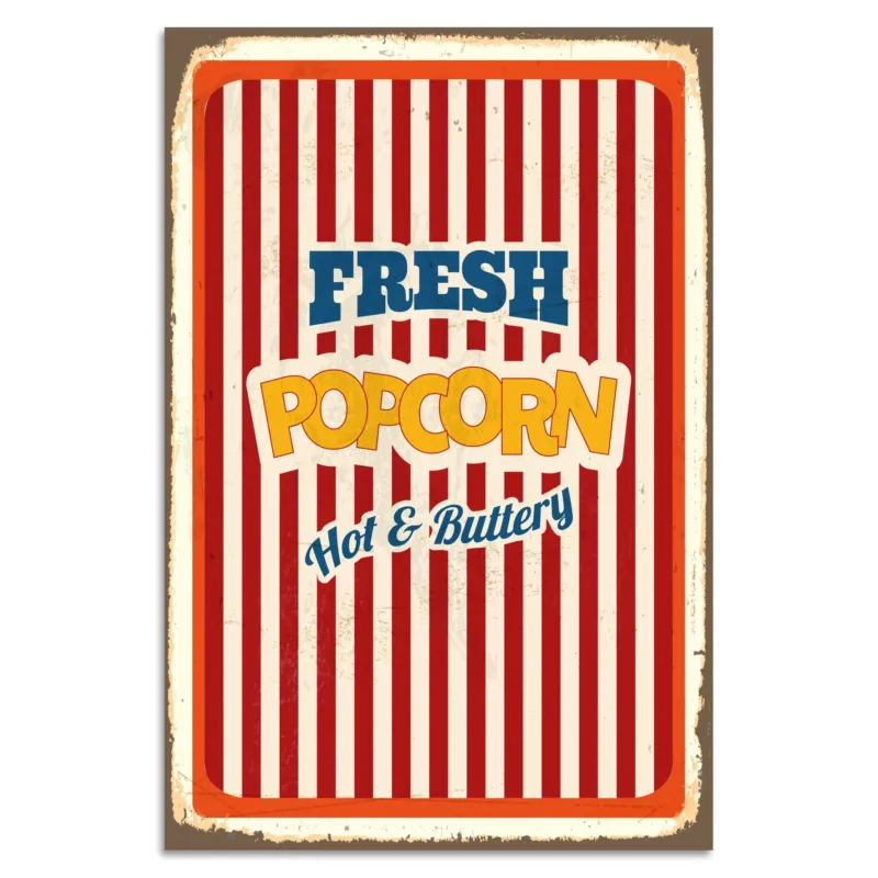 Blechschild - Fresh Popcorn