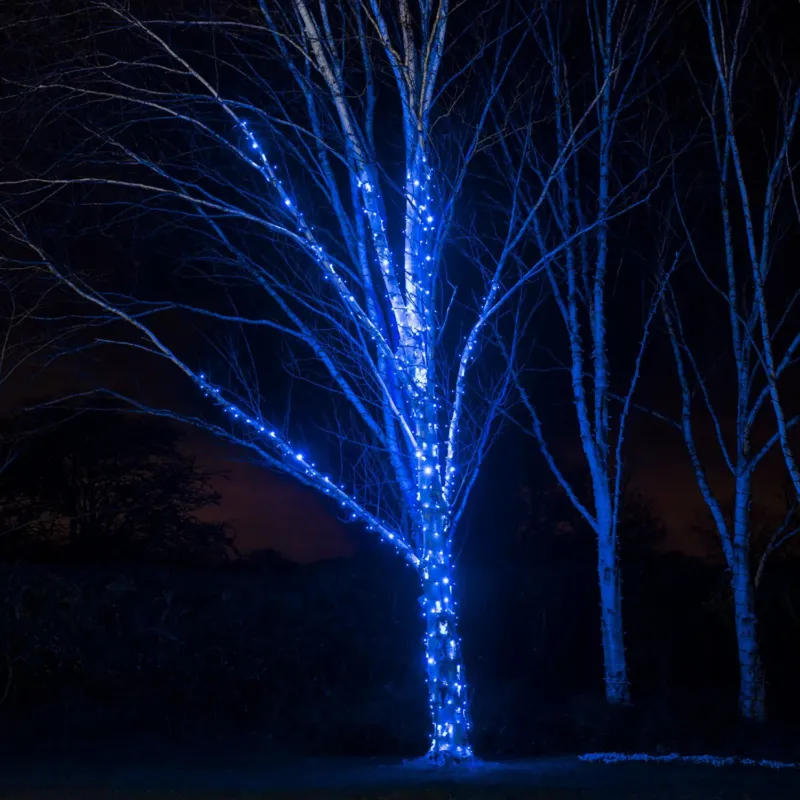 Pro Connect 100m 1000er LED Lichterkette blau koppelbar schwarzes Kabel IP67