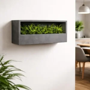 Hanging Wally Balcony Wandpflanzschale Grau aus Fiberstone – rechteckige Wandschale freigestellt
