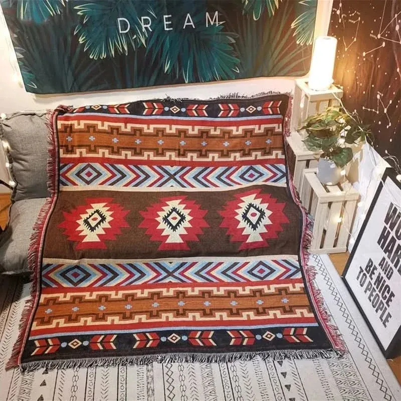 MEXIBREEZE – Bohemian Linen Blanket for Travel & Sofa Use