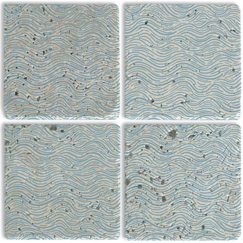 Steinuntersetzer-Set - Blue Waves