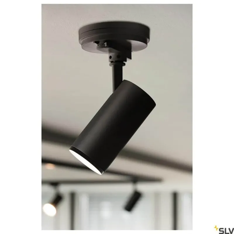 Dali S-Track Punktauslass Ø 14,3cm für SLV DALI Strahler, schwarze Deckenaufbaumontage