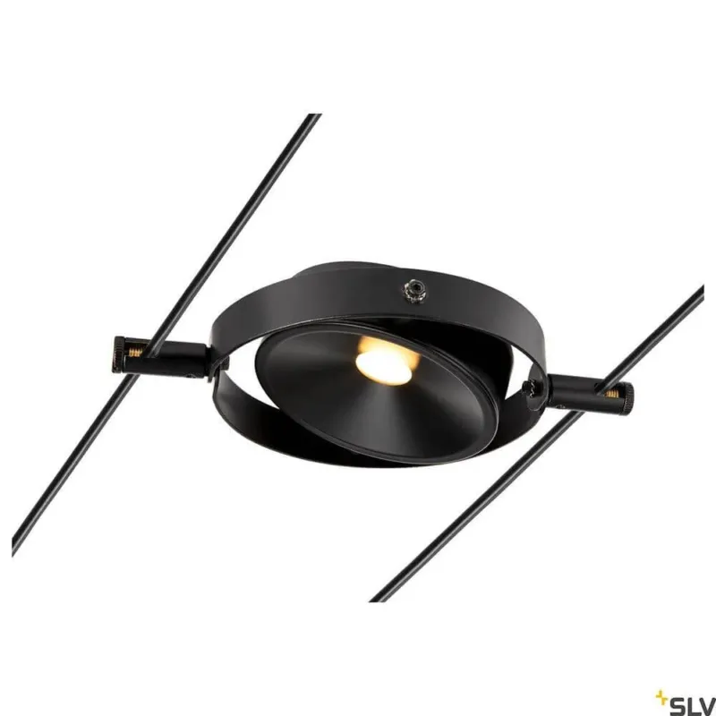 Durno LED Seilleuchte für Tenseo Niedervolt-Seilsystem, schwarz, dreh- und schwenkbarer LED-Strahler aus Aluminium
