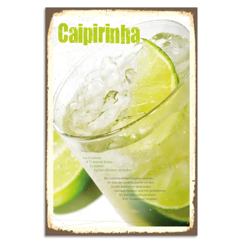 Blechschild Caipirinha-Rezept