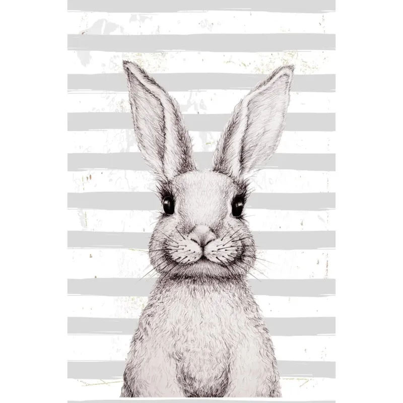 Blechschild - White Rabbit with stripes 20x30cm