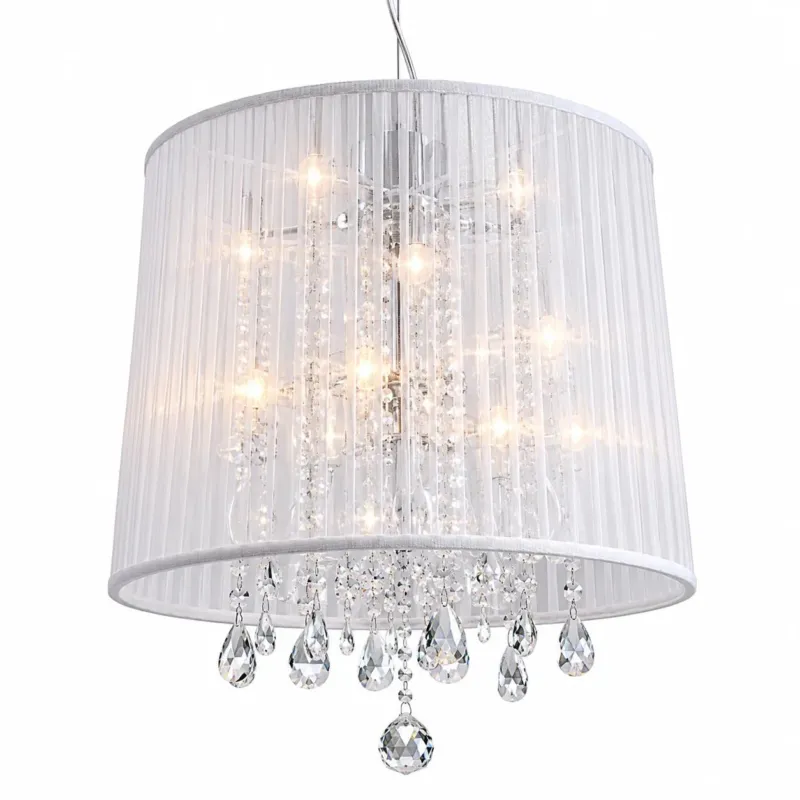 Eleganter Kronleuchter mit Stoff & Kristallglas