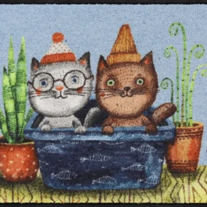 Fußmatte 50x75 Trouble-Cats rot