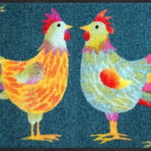 Fußmatte 50x75 Rainbow Chicken petrol grün