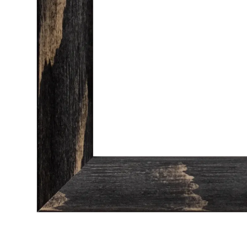 Massivholz Bilderrahmen in Fichte Schwarz gebürstet, Echtholz Rahmen mit hochwertiger Verarbeitung mit klarer Maserung und minimalistischem Design.