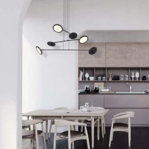 Scope LED Pendelleuchte 6-flammig 3000K von Nova Luce, dimmbar, schwenkbare Arme, gold und schwarz