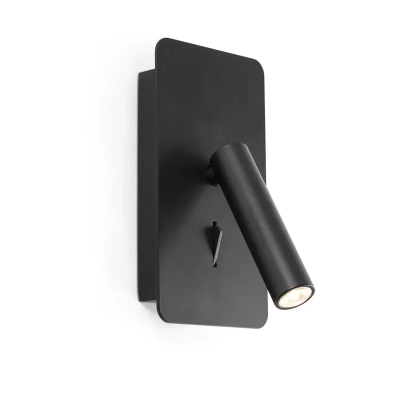 Suau lED Wand-Leseleuchte mit USB, minimalistische Wandleuchte in Schwarz mit Schalter.