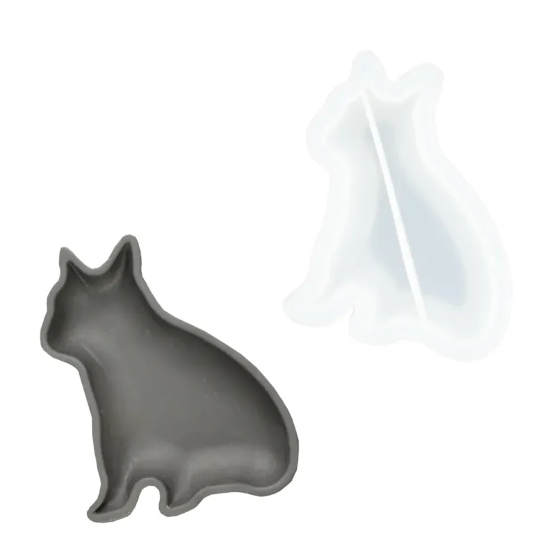 Silikonform zur Herstellung einer Schale in Hundeform mit Gießpulver wie Jesmonite, Keraflott und Raysin.