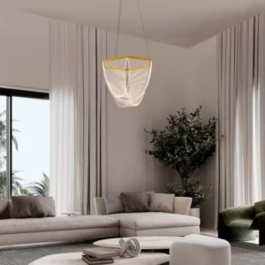Valentin LED Pendelleuchte 3000K Gold, dimmbare Designer-Hängeleuchte für moderne Wohnräume