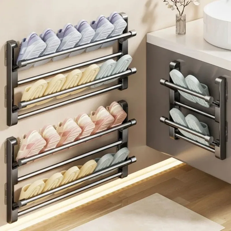 Versatile Wall-Mounted Shoe Rack & Slipper Holder for Efficient Storage 0