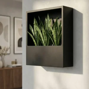 Hanging Wally Jack Wandpflanzschale Schwarz aus Fiberstone – quadratische Wandschale im Ambiente