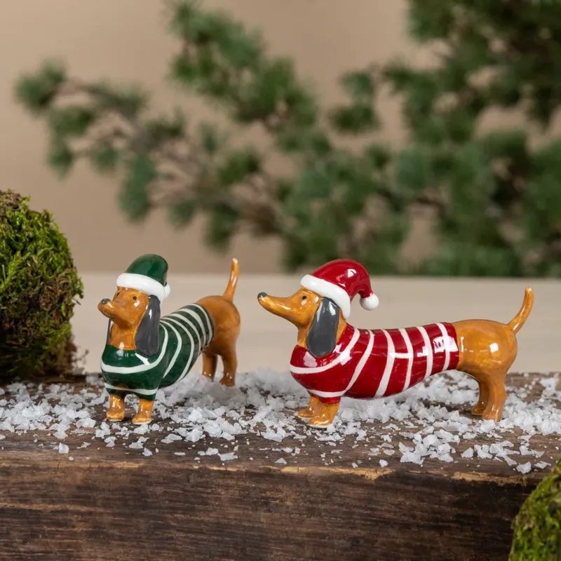 Weihnachtsdeko Hund Albin - rot grün