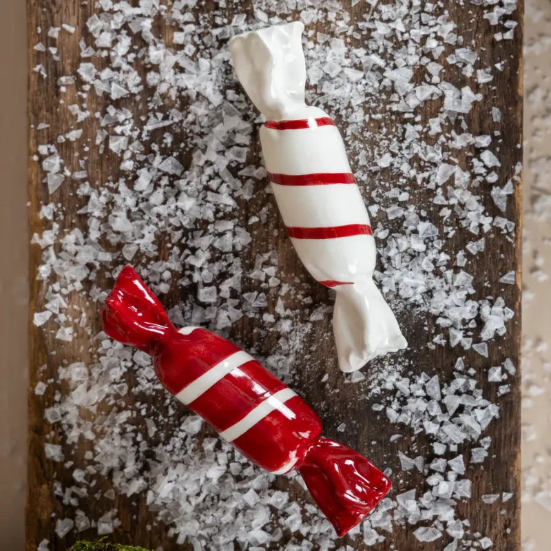 Weihnachtsdeko Bonbon Sockered - rot weiß