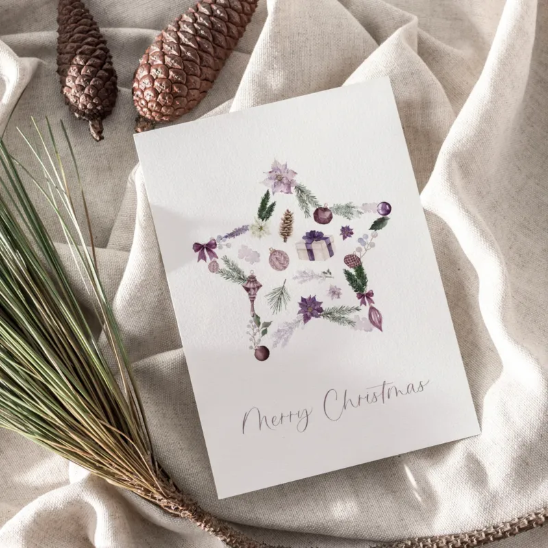 Weihnachtskarte auf Strukturpapier Stern A6