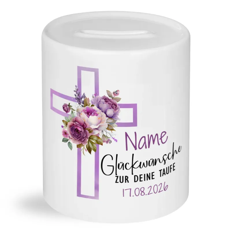 Spardose Taufe mit Blumenmotiv - Ein persönliches Geschenk zur Feier
