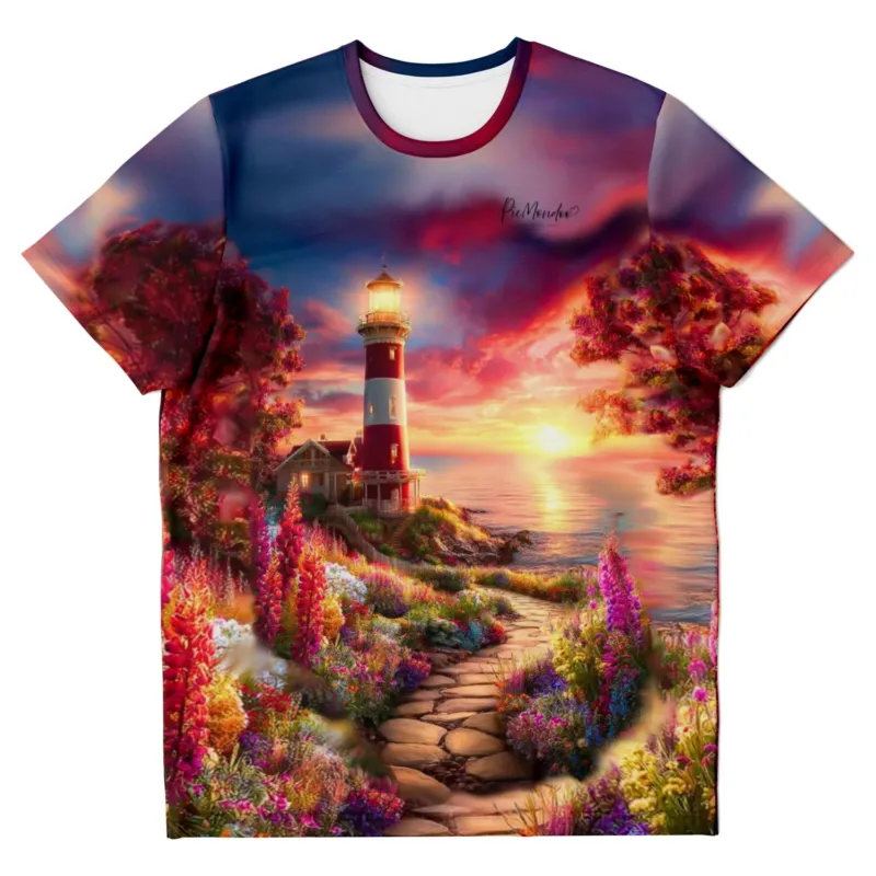 T-Shirt mit Leuchtturm-Motiv im Stil von Diamond Painting und Malen nach Zahlen für kunstbegeisterte Erwachsene
