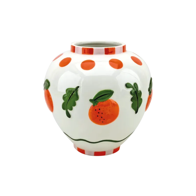 Fayence Vase Orange – Handgefertigte Dekovase Ø17,4 cm