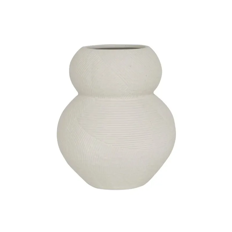Moderne Keramik Vase Weiß – Geometrische Design Vase für Trockenblumen & Wohnzimmer Deko