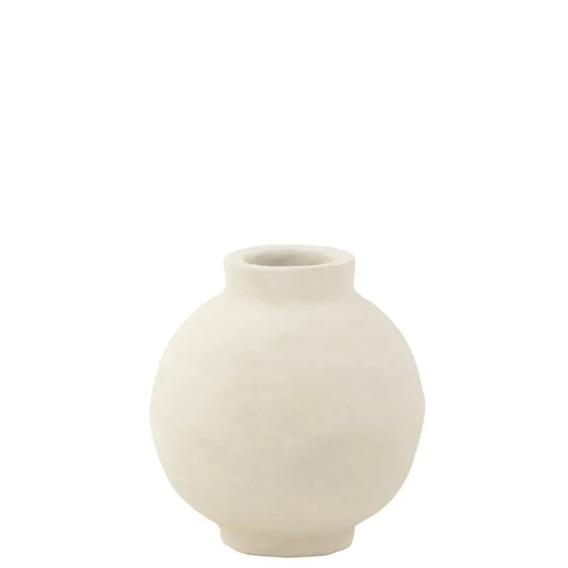 Runde Deko-Vase aus Papier in Weiß – Moderne Blumen- & Pflanzenvase von J-Line | 30 cm